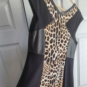 Leopard and Faux Leather Dress Lane Bryant